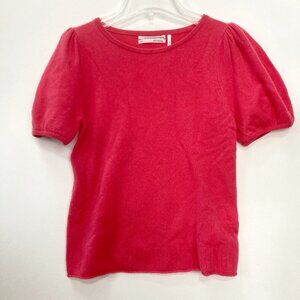 ANTHROPOLOGIE Puff Sleeve Cashmere Sweater XS Raspberry Pink